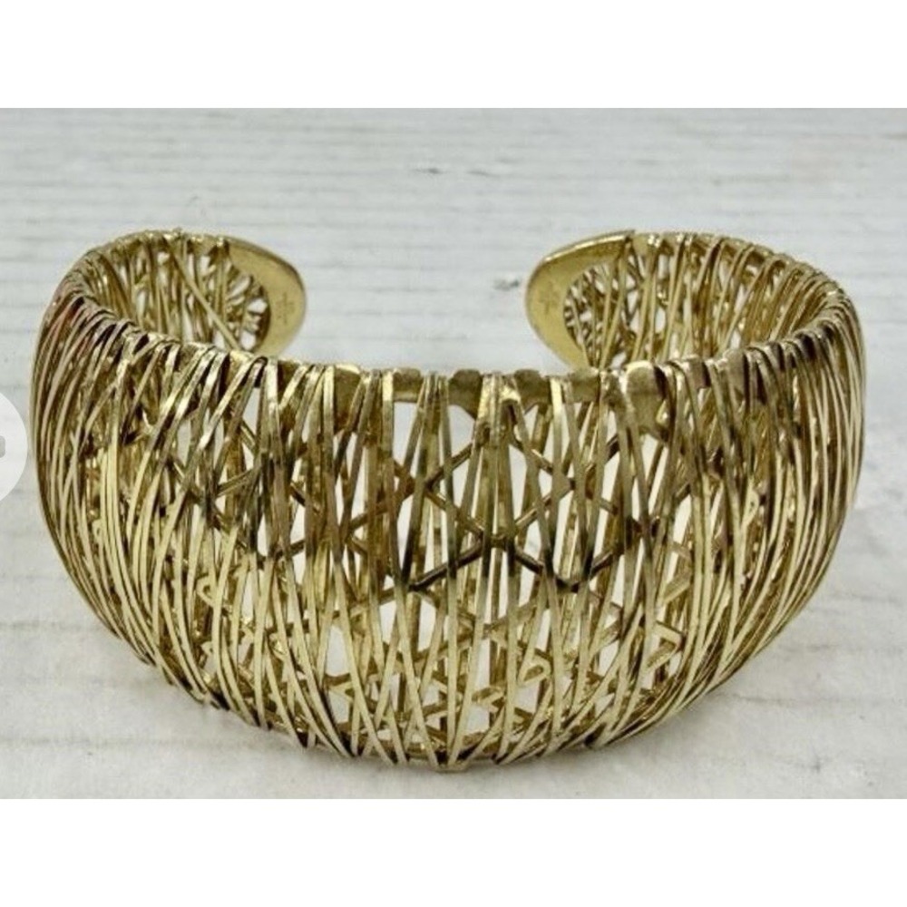 Sterling Silver 925 Wire Mesh Tapered Cuff Bracelet Signed ITALY MILOR 34 Grams